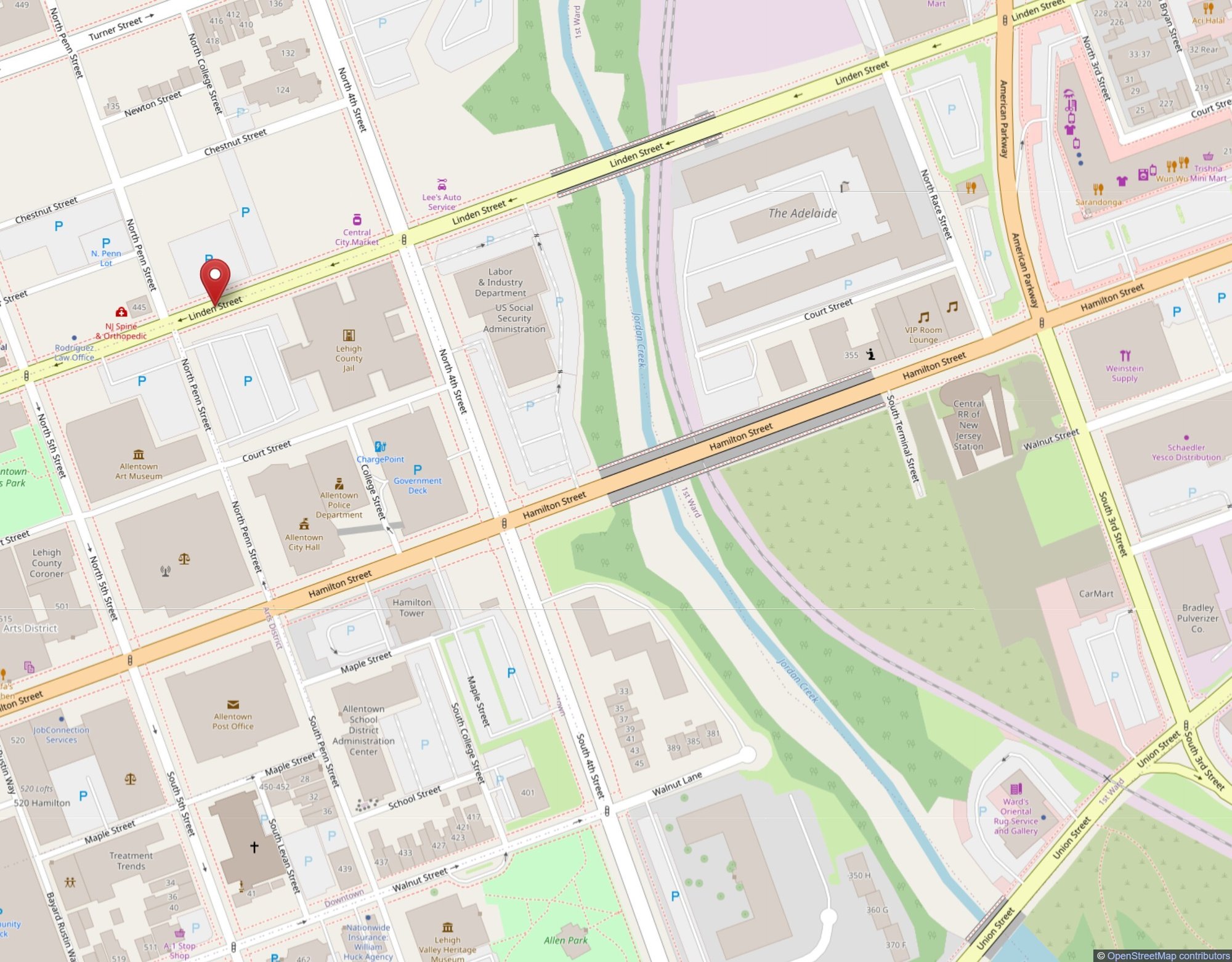 Allentown PA map of Martz Bus location to get to Philly for work or play