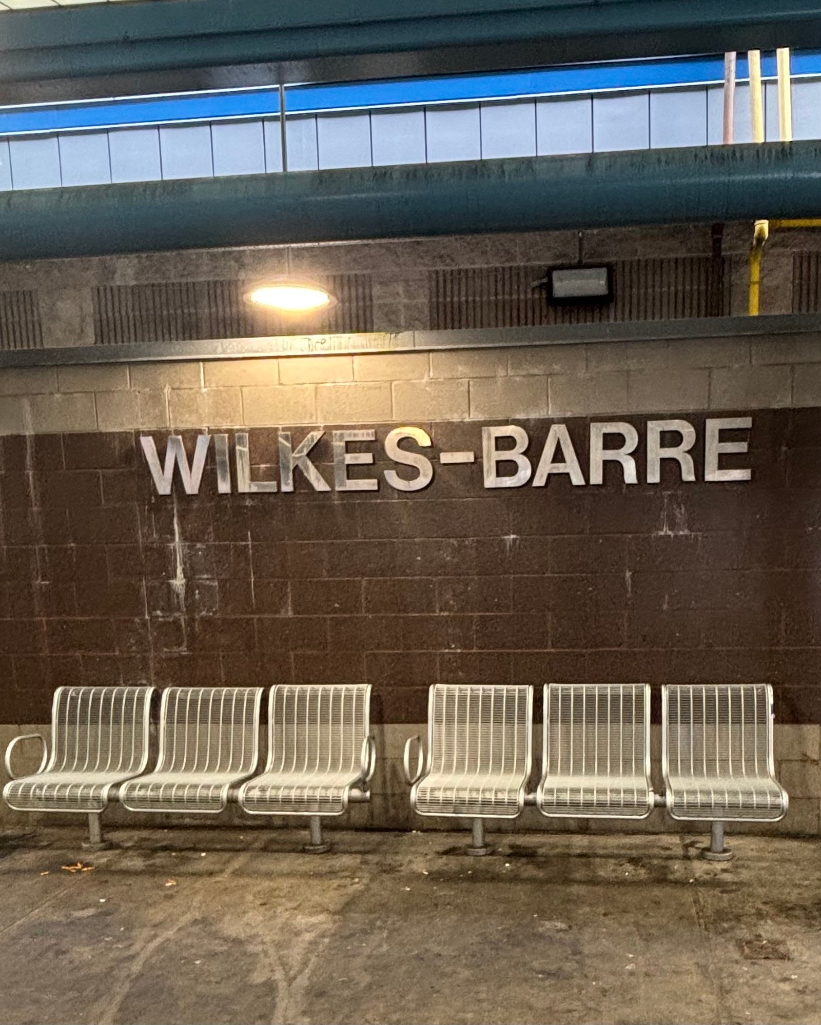 Wilkes Barre PA location waiting area outside benches