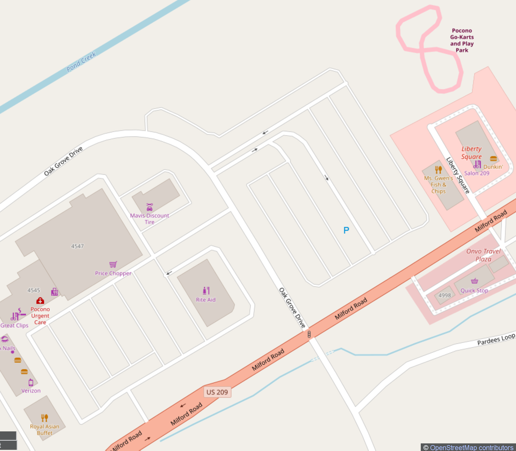 Marshalls Creek Map close up for Martz Bus Park and Ride location