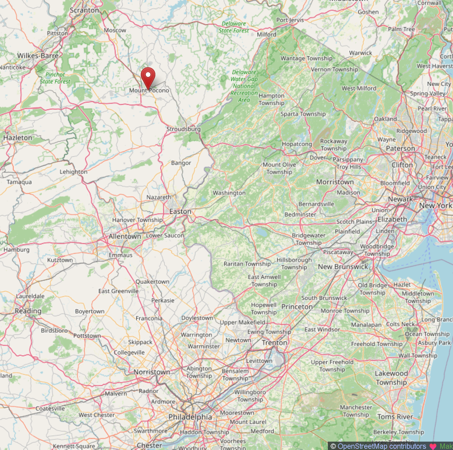 All Northeast PA NY Martz Bus routes from Mount Pocono